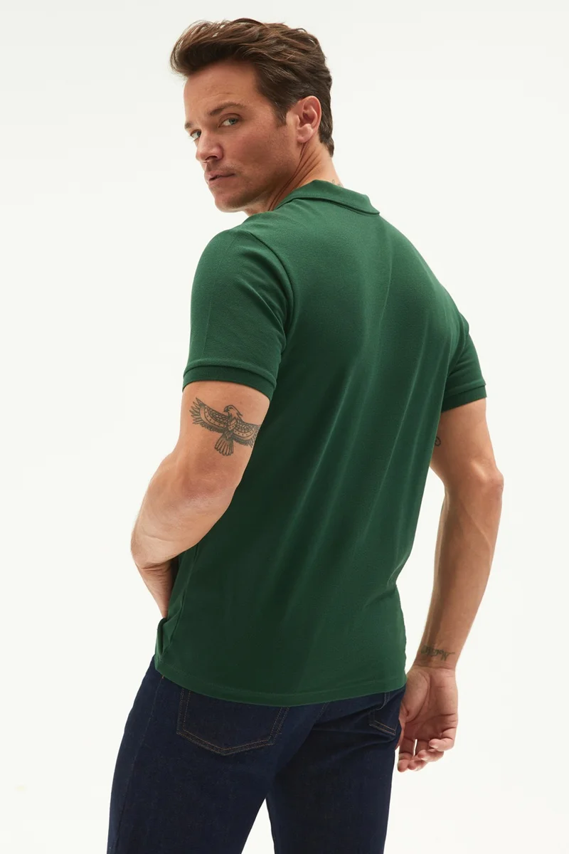 JUNE Men's Casual 100% Cotton Basic Polo Neck T-Shirt