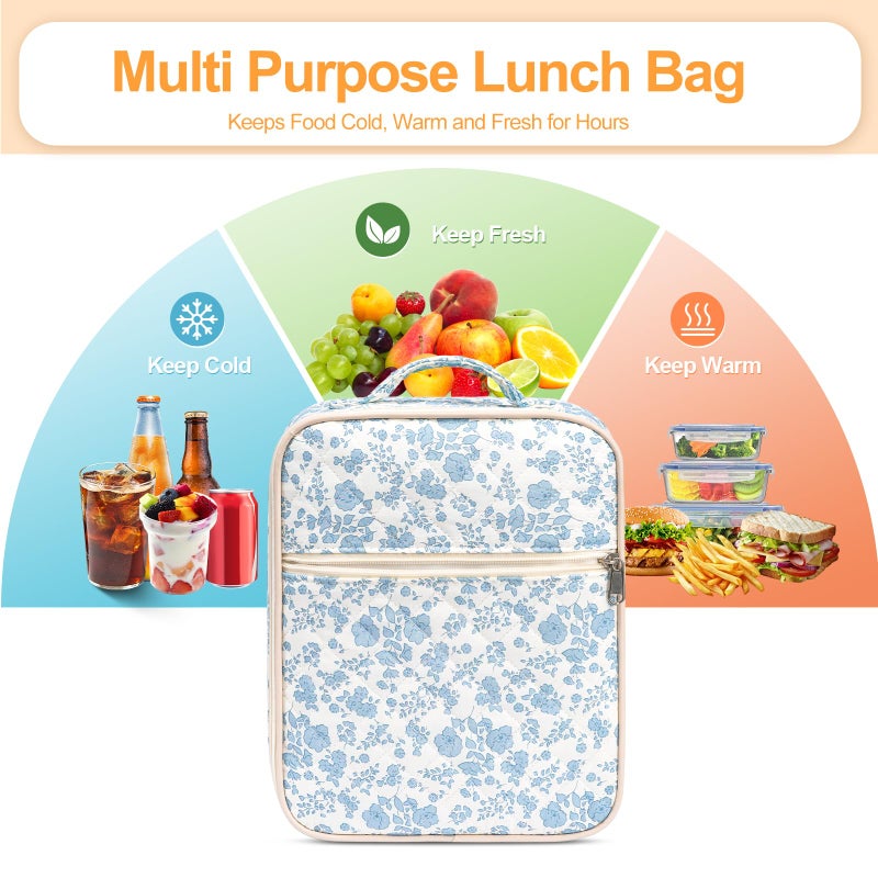 honitty Lunch Box for Women,Adult Small Lunch Bag,Reusable Insulated Lunch Box,Quilted Portable Lunch Bags - Image 4