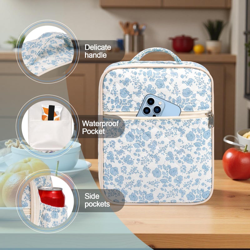 honitty Lunch Box for Women,Adult Small Lunch Bag,Reusable Insulated Lunch Box,Quilted Portable Lunch Bags - Image 5