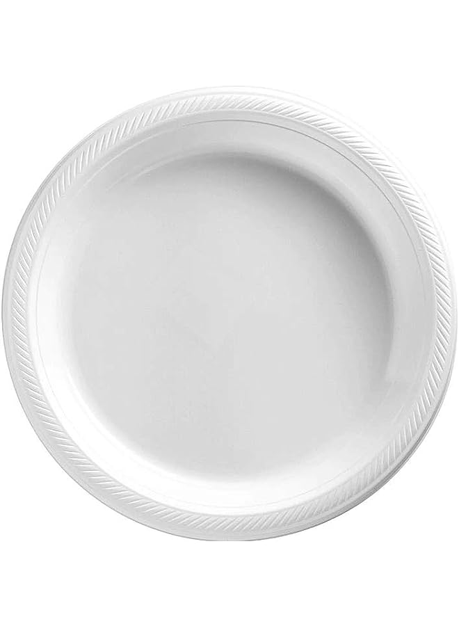 Party Time Time Paper Plate Disposable Tableware for Wedding Birthday Anniversary Themed Party Occasion Decoration Supplies (7 Inch) (White) - Image 1