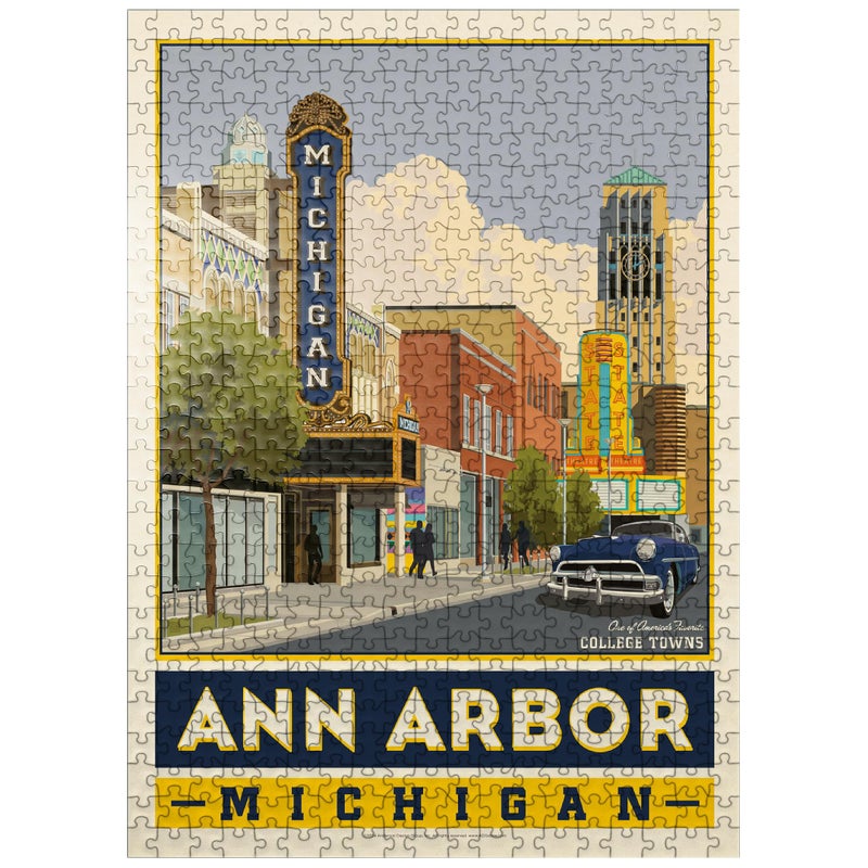 MyPuzzle.com MyPuzzle American College Towns Ann Arbor Michigan Vintage Poster Premium 500 Piece Jigsaw Puzzle for Adults - Image 3