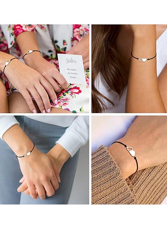 YELLOW CHIMES - Heart Shaped Sister Bracelets 2 Piece Combo Set For Women - Image 1