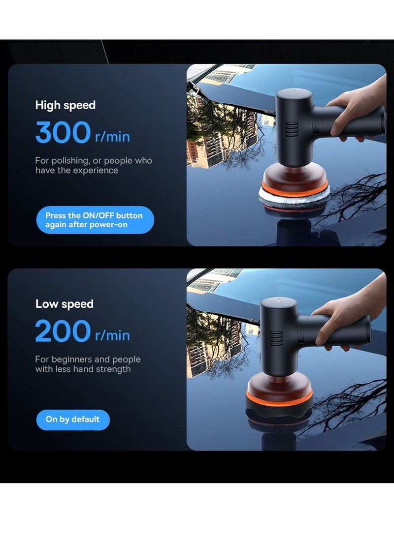 Baseus - Rechargeable Car Polisher, Mini Cordless Car Polisher, Compact and Lightweight Electric Polisher, Car Polisher (4000mAh, 300 RPM for Polishing and Buffing) - Black - Image 1