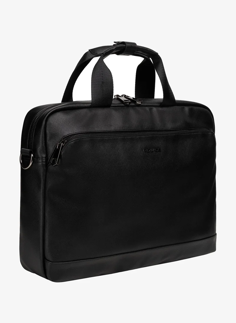 بوليس Police Men's Raz Briefcase with Professional Low-Profile Design, Rugged Everyday Construction & Polyurethane Finish – Black
