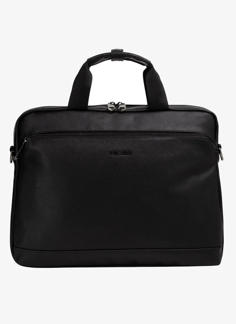 بوليس Police Men's Raz Briefcase with Professional Low-Profile Design, Rugged Everyday Construction & Polyurethane Finish – Black