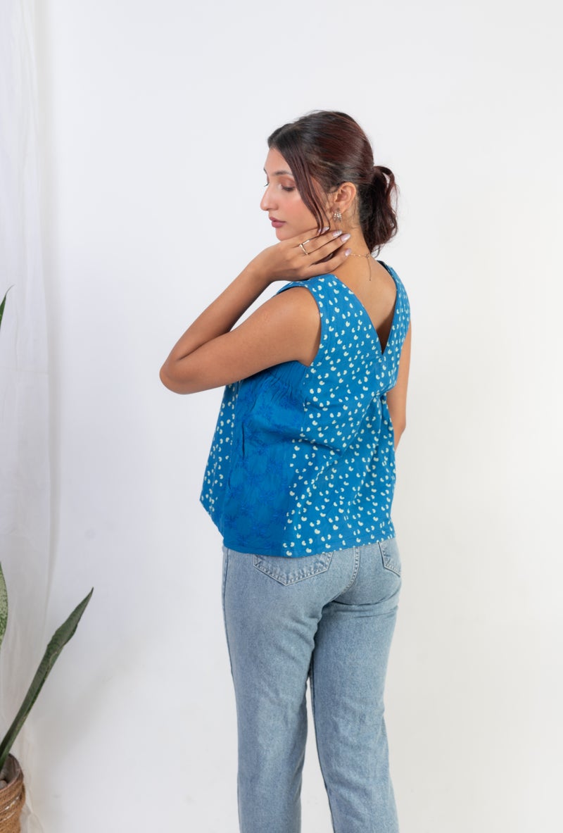 UNDYED Indigo Handblock Print Top for Women - Image 2