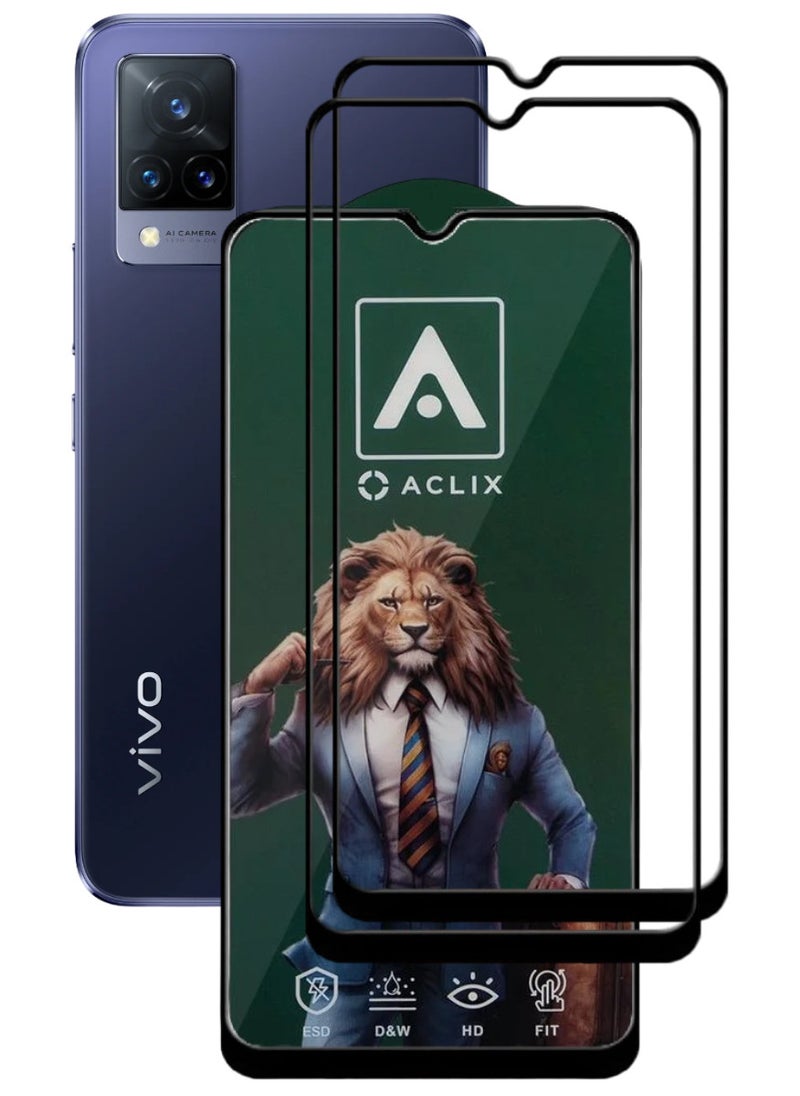 ACLIX 2 Pieces Antistatic ESD Dustproof Premium Quality High Definition Tempered Glass Screen Protector Designed For vivo V21 - Image 1