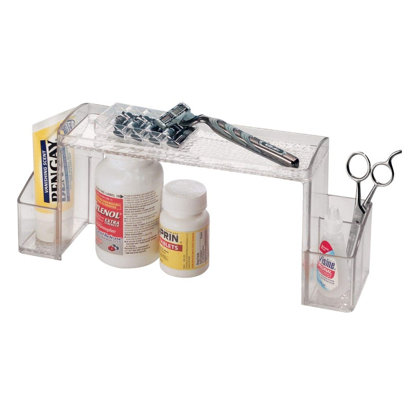 InterDesign iDesign - 43130 Med+ Plastic High Rise Bathroom Medicine Cabinet Organizer, for Vanity, Prescriptions, Toothbrushes, Toothpaste, Accessories, Cosmetics, Toiletries, 12" x 3" x 5.25", Clear - Image 1