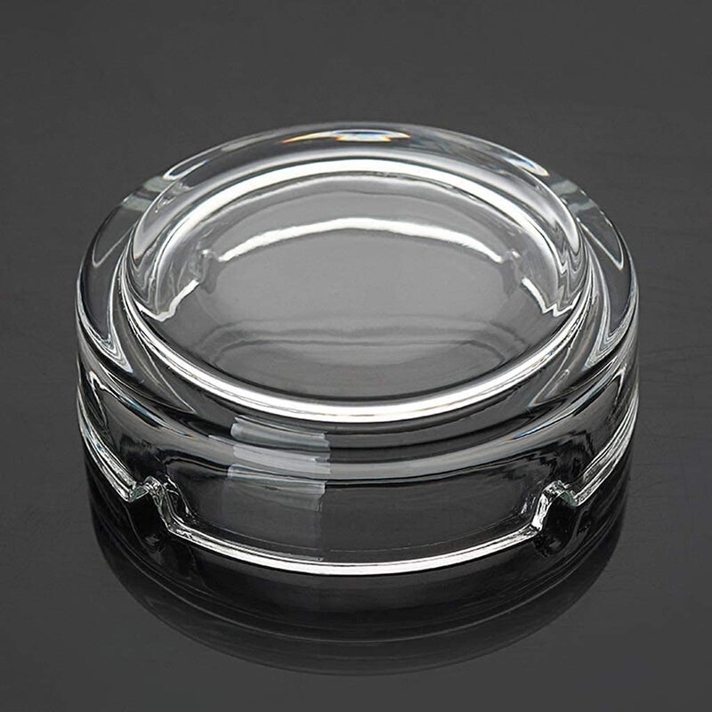 DRAMIQ Round Glass Ashtray For Cigar Cigarette Tabletop Ash Trays for Smoking at Home Indoor Outdoor Stylish Home Decor SOLID - Image 2