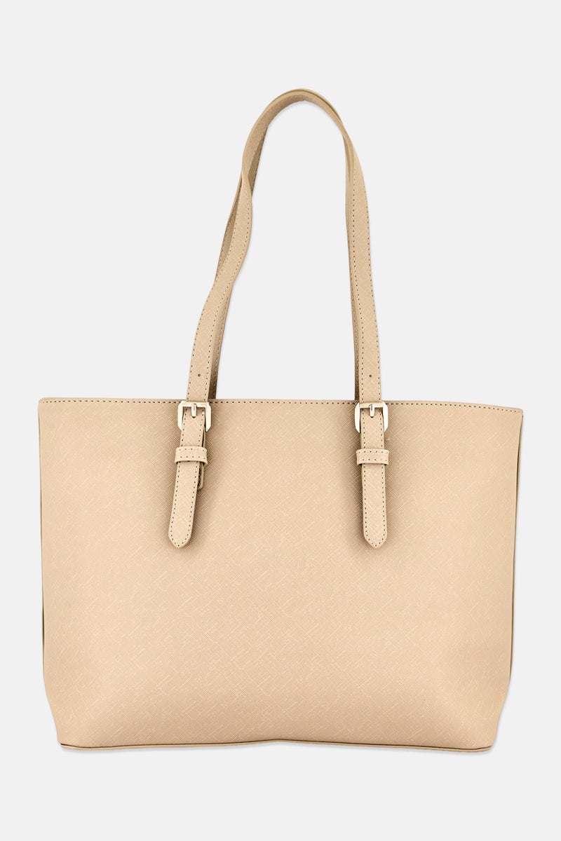 Kathy Ireland Women Brand Logo Tote Bag, Beige - Image 4