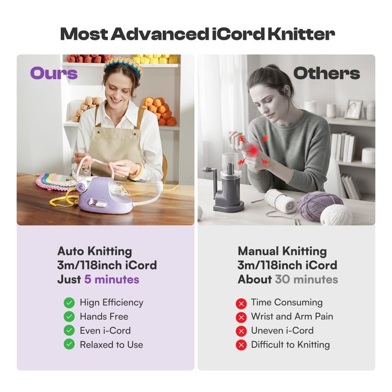 Caydo Automatic i Cord Knitting Machine Pro, Electric iCord Knitter for Fast DIY Valentine Crafts, Hands-Free Yarn Knitter to Make Flower Handicrafts & Romantic Gift, Ideal Present for Valentine's Day - Image 4