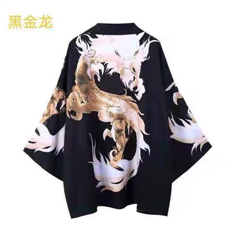 Trendy Korean Summer Mens Open Cardigan with Dragon Print 31 Hornosaurus  - Image 2