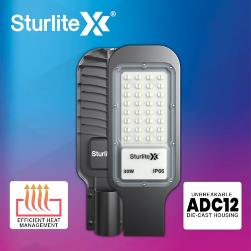 Sturlite Asteor 30W LED Street Light| Cool White 6500K Color Temperature LED Street Lamp| IP66 Waterproof Surge Protection Focus Light for Garage, Parking, Garden, Playground & Sidewalks - (Pack of 2) - Image 4