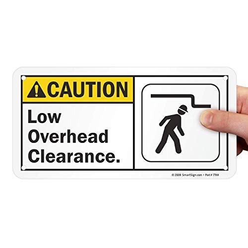 SmartSign - S-4855-AL-05x10 "Caution - Low Overhead Clearance" Sign | 5" x 10" Aluminum Black/Yellow on White - Image 2
