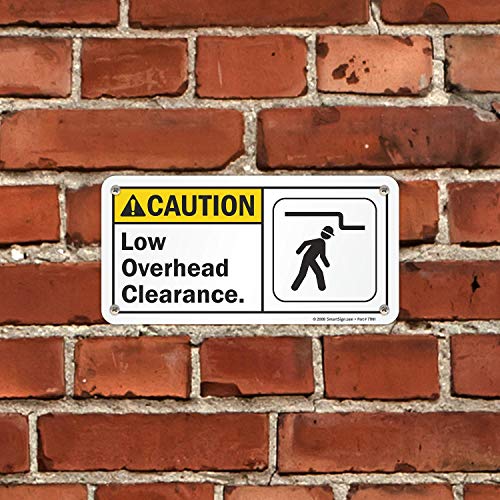 SmartSign - S-4855-AL-05x10 "Caution - Low Overhead Clearance" Sign | 5" x 10" Aluminum Black/Yellow on White - Image 4