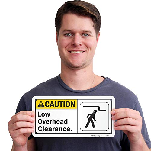 SmartSign - S-4855-AL-05x10 "Caution - Low Overhead Clearance" Sign | 5" x 10" Aluminum Black/Yellow on White - Image 3