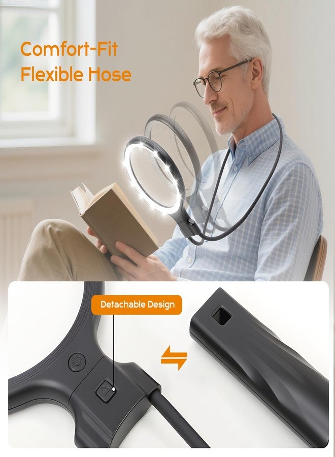 Glowtop Hands Free & Handheld 10X/5X Magnifying Glass, Rechargeable 30 LED with 3 Light Modes for Seniors with Low Vision, Reading, Crafting (Black) - Image 5