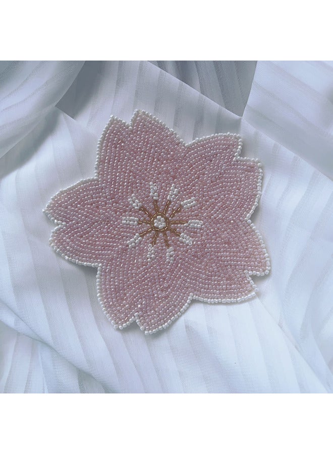 Handmade Beaded Cherry Blossom Coaster Insulation Imitation Pearl Desktop Decorative Mat Crafts Wedding Gift