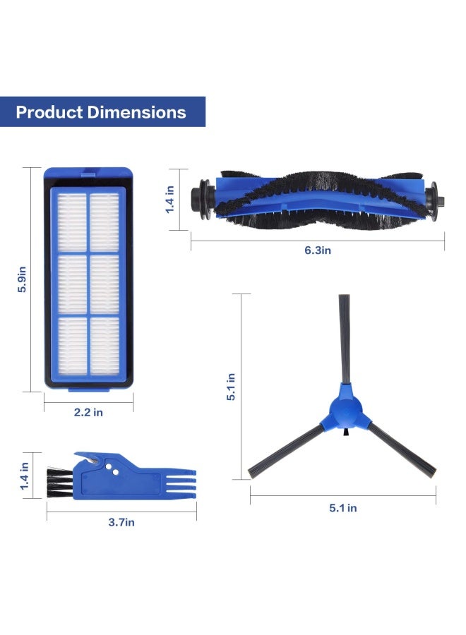 LesinaVac قطعة غيار لجهاز Eufy Robovac 11s Max Robovac 15c Max Robovac 30c Max Robovac G30 Edge G10 Hybrid ملحقات مكنسة كهربائية روبوتية تشمل 1 فرشاة رئيسية 8 فرش جانبية 4 فلاتر - Image 2
