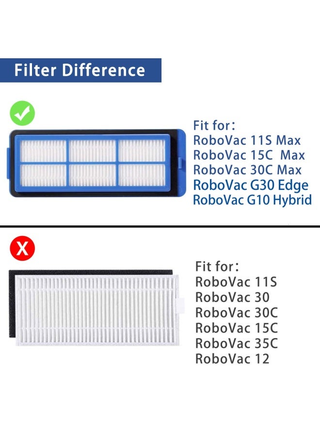 LesinaVac قطعة غيار لجهاز Eufy Robovac 11s Max Robovac 15c Max Robovac 30c Max Robovac G30 Edge G10 Hybrid ملحقات مكنسة كهربائية روبوتية تشمل 1 فرشاة رئيسية 8 فرش جانبية 4 فلاتر - Image 3