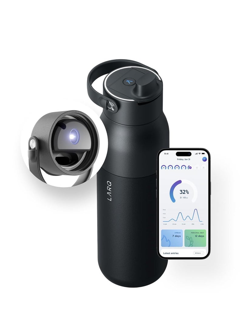 LARQ - LARQ Bottle PureVis 2 34 oz - UV Water Purifier with Self-Cleaning + App Hydration Tracking, Insulated Stainless Steel Water Bottle | Reusable & Travel Friendly, 1-Year Warranty, Obsidian Black - Image 1