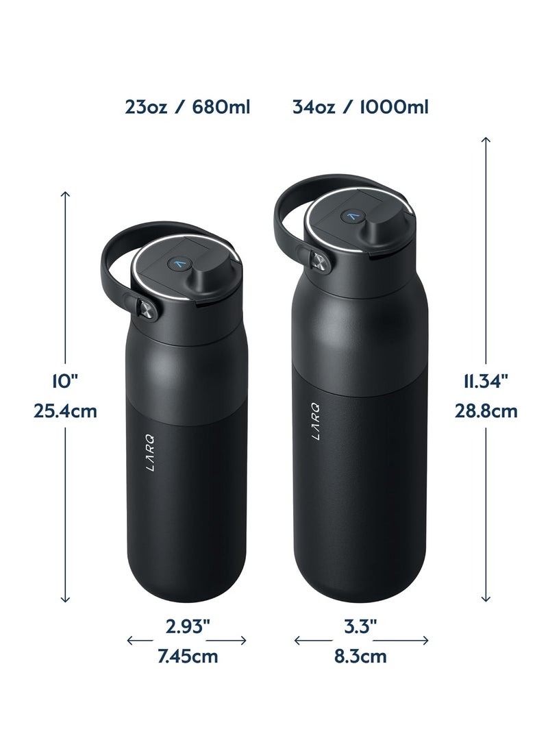 LARQ - LARQ Bottle PureVis 2 34 oz - UV Water Purifier with Self-Cleaning + App Hydration Tracking, Insulated Stainless Steel Water Bottle | Reusable & Travel Friendly, 1-Year Warranty, Obsidian Black - Image 1