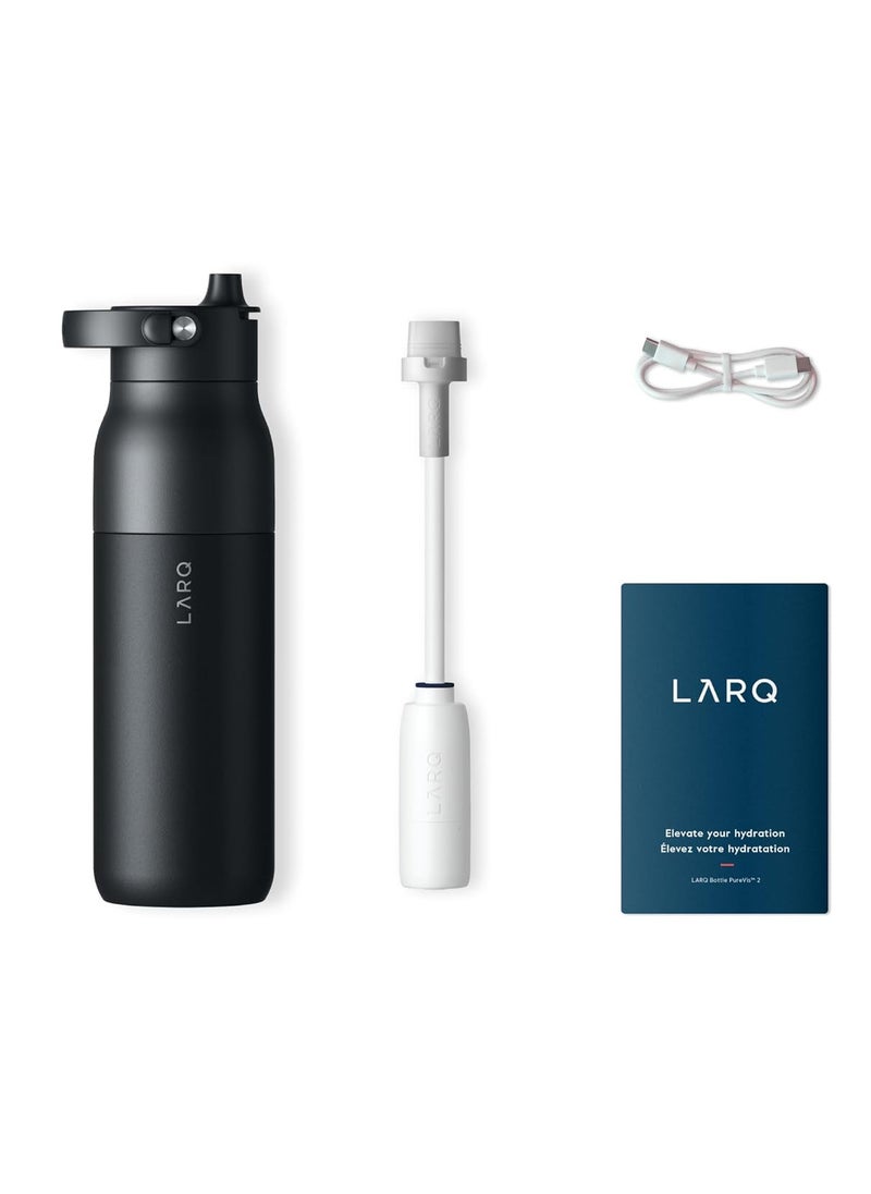LARQ - LARQ Bottle PureVis 2 34 oz - UV Water Purifier with Self-Cleaning + App Hydration Tracking, Insulated Stainless Steel Water Bottle | Reusable & Travel Friendly, 1-Year Warranty, Obsidian Black - Image 1
