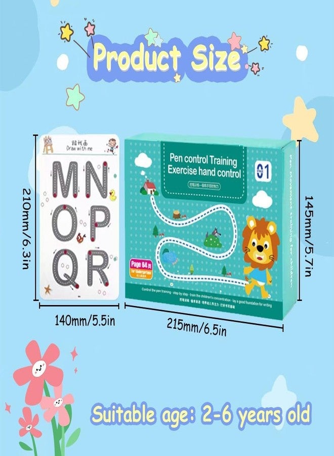 Parshya Kids Pen Control Practice Workbook for Ages 2–6 | Reusable Book with Pen Control Training, Line & Alphabet Tracing, Brain Development Activities | 64+ Pages Coated Paper | Preschool Writing - Image 2