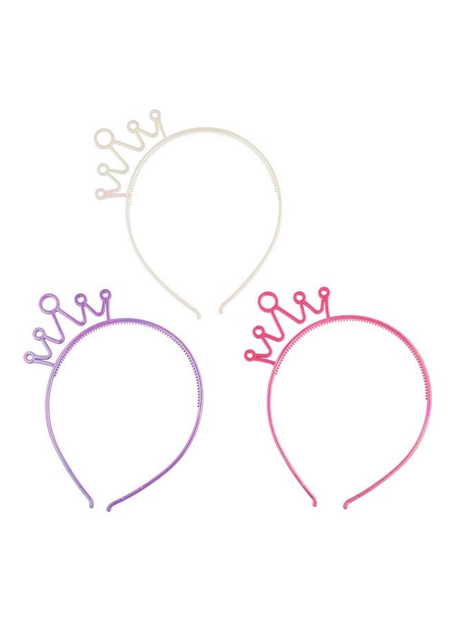 Lux Accessories White Purple Pink Princess Tiara Crown Fashion Headband Set