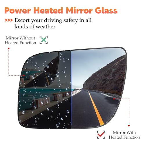 AEagle Driver Left Side Heated Mirror Glass Fits for Ford Explorer 2011 2012 2013 2014 2015 2016 2017 with Rear Holder Replacement for BB5Z17K707M - Image 3