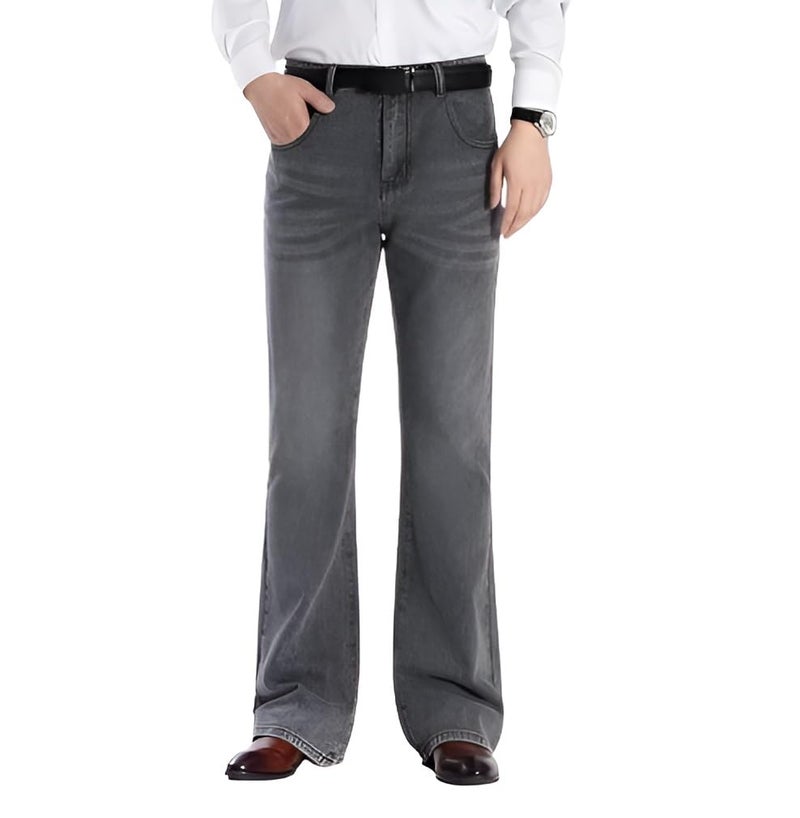 Ben Martin Men’s Bell Bottom Jeans || Bootcut Denim Pants || Wide Leg Flared Jean's for Men || High Waist Stretchable Retro Fit || Cotton Jean for College Casual Grey, Size 38 (0) - Image 1