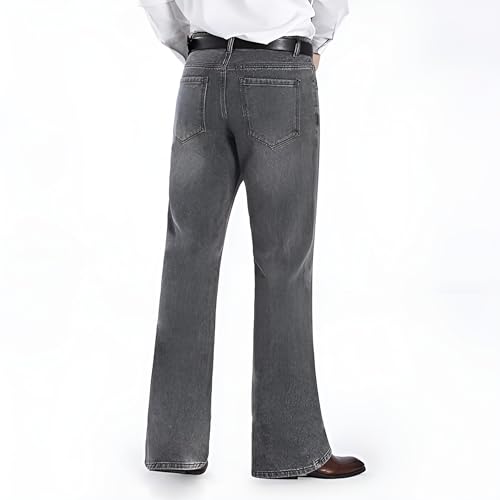 Ben Martin Men’s Bell Bottom Jeans || Bootcut Denim Pants || Wide Leg Flared Jean's for Men || High Waist Stretchable Retro Fit || Cotton Jean for College Casual Grey, Size 38 (0) - Image 2
