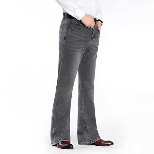 Ben Martin Men’s Bell Bottom Jeans || Bootcut Denim Pants || Wide Leg Flared Jean's for Men || High Waist Stretchable Retro Fit || Cotton Jean for College Casual Grey, Size 38 (0) - Image 3
