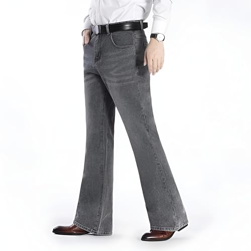 Ben Martin Men’s Bell Bottom Jeans || Bootcut Denim Pants || Wide Leg Flared Jean's for Men || High Waist Stretchable Retro Fit || Cotton Jean for College Casual Grey, Size 38 (0) - Image 4