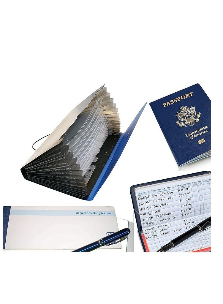Terabyte 13 Pocket Receipt Folder/Expanding Coupon Currency Organizer with Label/Plastic Check Bill File Storage/Small Accordion Card Ticket Holder Wallet for Office Home - Image 2