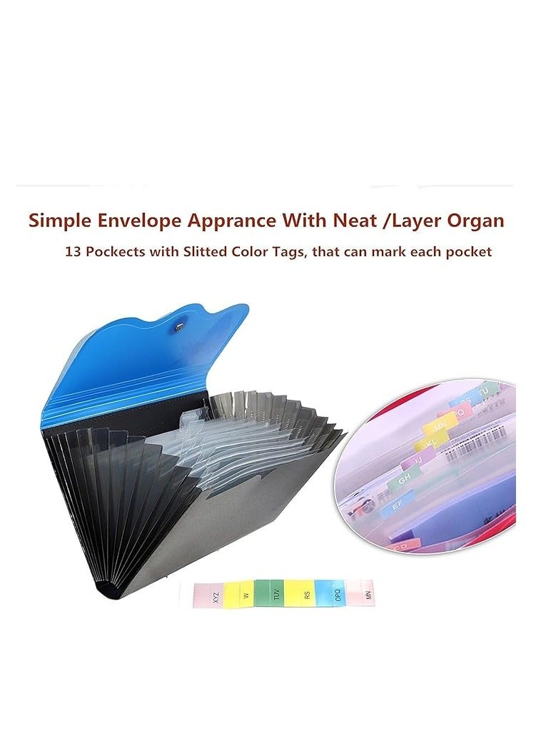 Terabyte 13 Pocket Receipt Folder/Expanding Coupon Currency Organizer with Label/Plastic Check Bill File Storage/Small Accordion Card Ticket Holder Wallet for Office Home - Image 3