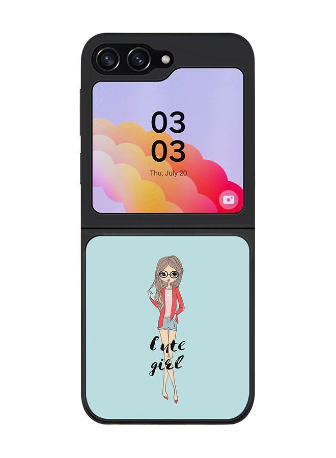 Stylizedd Rugged Black edge case for Samsung Galaxy Z Flip5, Slim fit Soft Case Flexible Rubber Edges Anti Drop TPU Gel Thin Cover -  Dreamer Cute Girl - Image 1