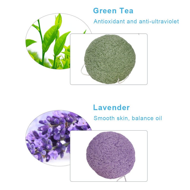 klarako Konjac Sponge Set, 5 Colors Round Konjac Wash Puff Konjac Bath Sponges Facial Care Cleansing Konjac Sponge For Bath Sponges Gently Facial Puff - Image 5