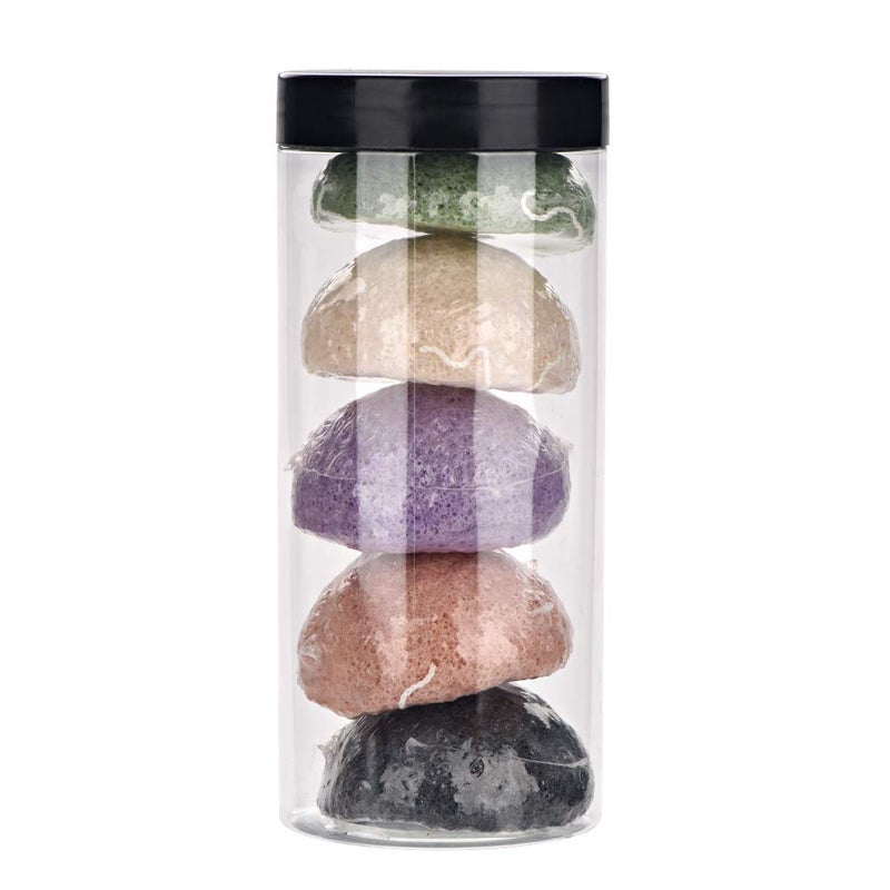 klarako Konjac Sponge Set, 5 Colors Round Konjac Wash Puff Konjac Bath Sponges Facial Care Cleansing Konjac Sponge For Bath Sponges Gently Facial Puff - Image 1