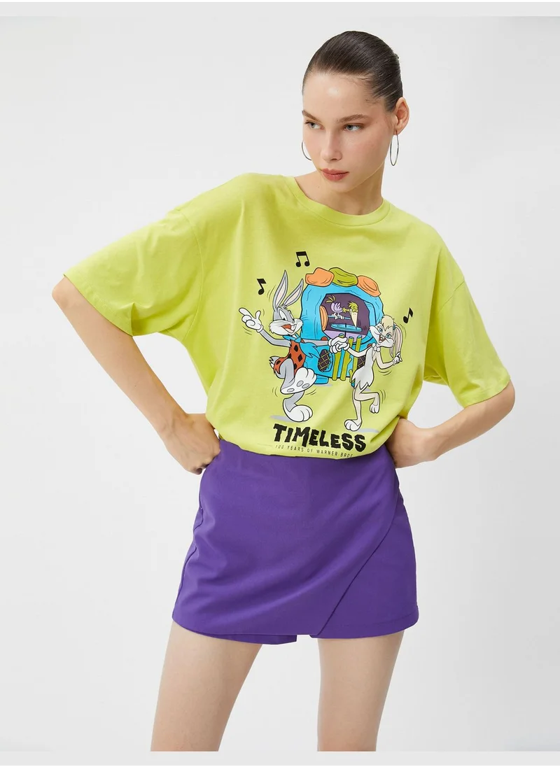 كوتون Bugs Bunny and Lola Bunny T-Shirt Licenced Short Sleeve Crew Neck Cotton