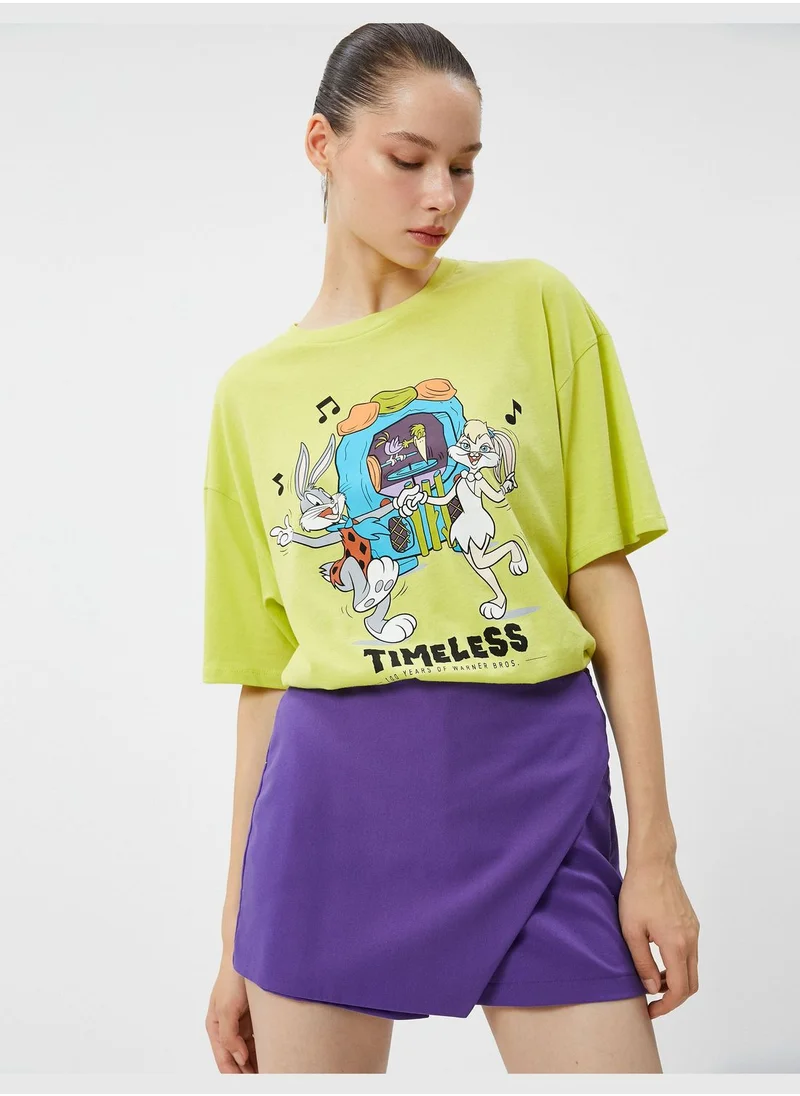 كوتون Bugs Bunny and Lola Bunny T-Shirt Licenced Short Sleeve Crew Neck Cotton