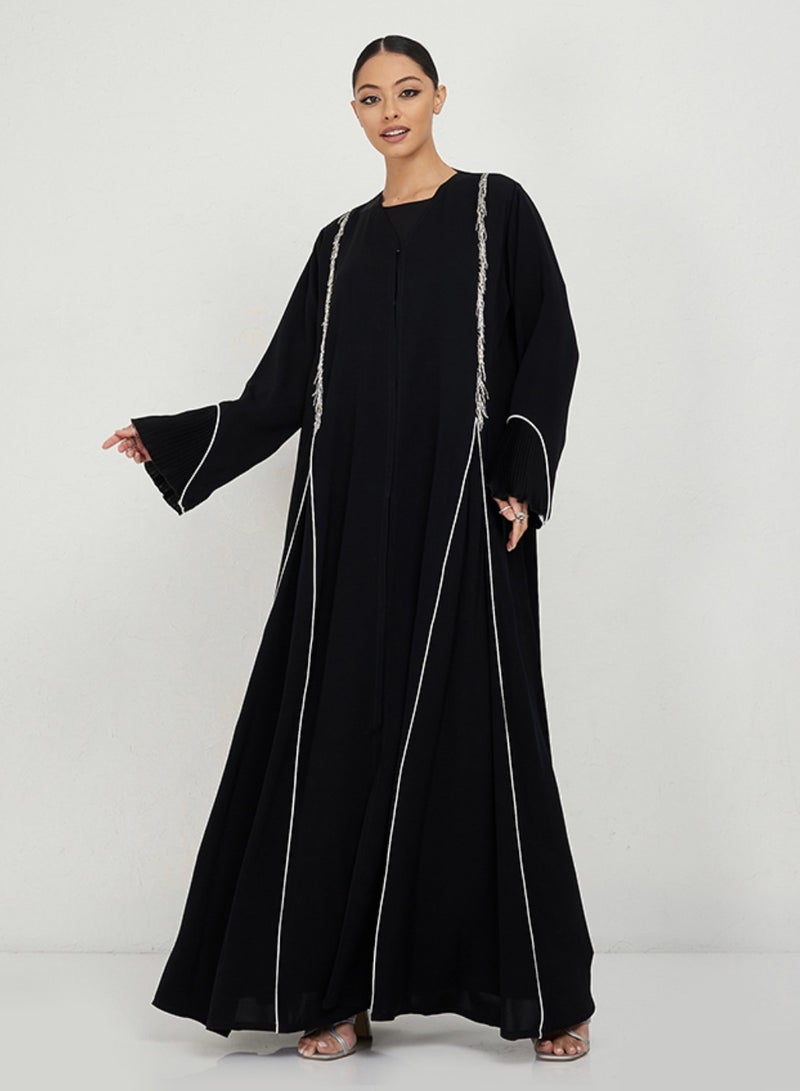 Rosette Abaya White-Piping Stones  - Image 1
