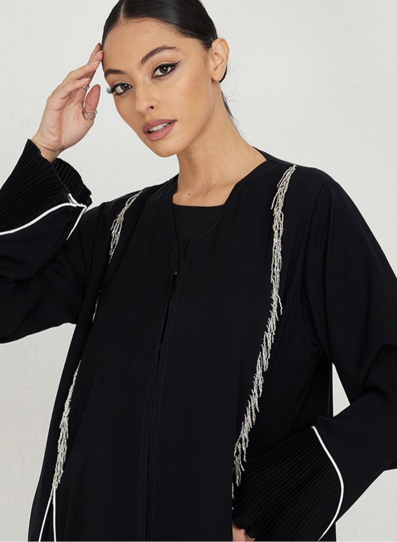 Rosette Abaya White-Piping Stones  - Image 2