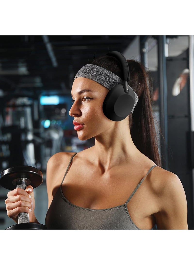 SOLARAE Silicone Case for Sony WH-1000XM5, 3 Pcs Wireless Headphones Protective Cover, Headband Protector Cushion Replacement with Zipper, Black - Image 2