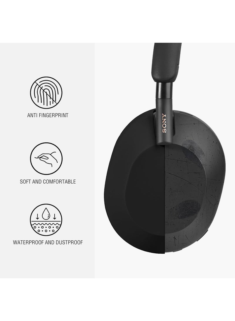 SOLARAE Silicone Case for Sony WH-1000XM5, 3 Pcs Wireless Headphones Protective Cover, Headband Protector Cushion Replacement with Zipper, Black - Image 3