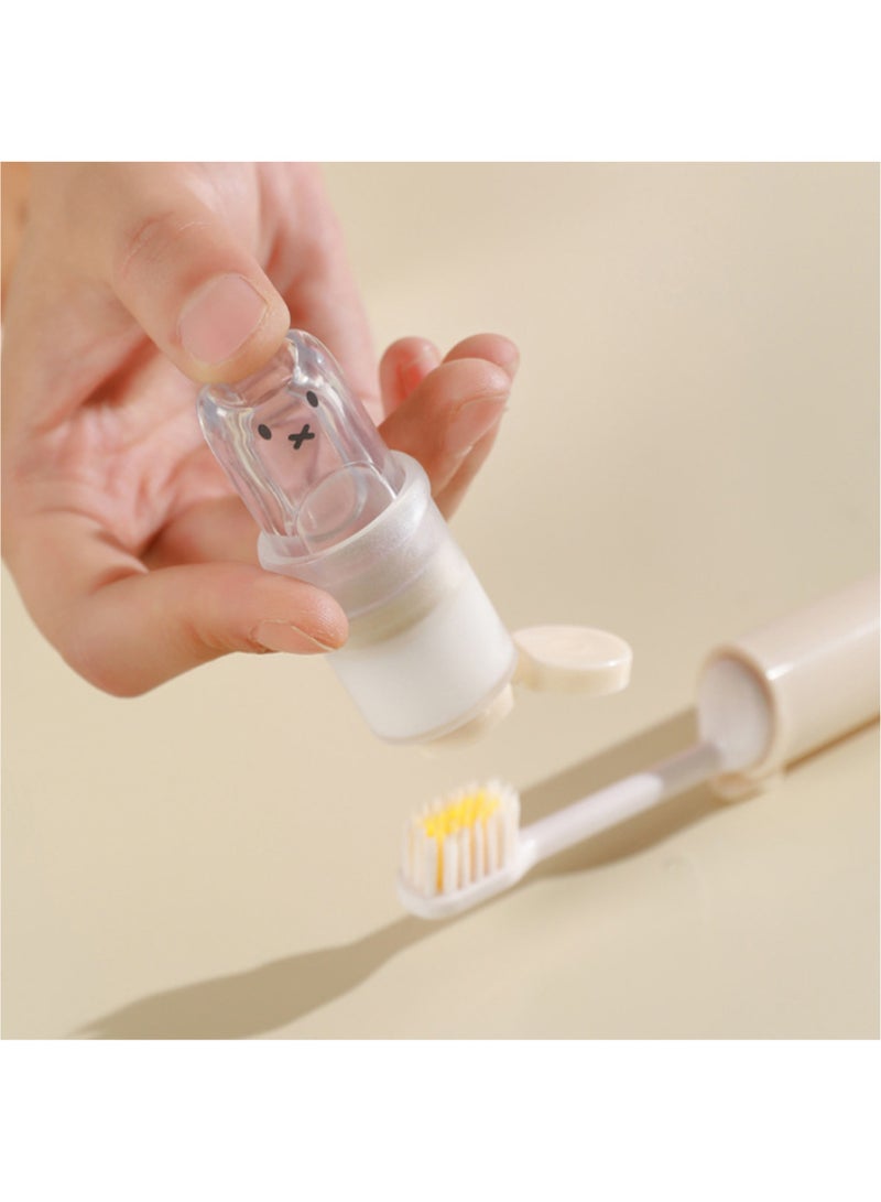 مجموعة فرشاة أسنان صغيرة قابلة للطي - فرشاة أسنان محمولة 2 في 1 مع علبة وصندوق لمعجون الأسنان، رؤوس فرش قابلة للطي والاستبدال، مناسبة للمنزل، السفر، النشاطات الخارجية، المشي، التخييم، مجموعتان (وردي وبيج) - Image 4