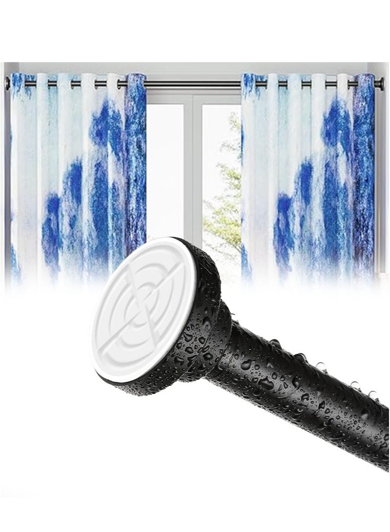 ايكانبو قضيب ستارة دش تلسكوبي قابل للتعديل، قضيب ستارة زنبركي غير قابل للانزلاق قابل للتمديد، لا يتطلب حفرًا، سهل التركيب، مناسب لنوافذ الحمام وخزائن المطبخ (أسود) - Image 1