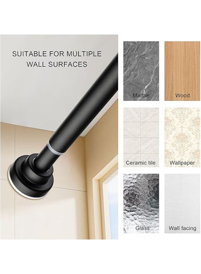 ايكانبو قضيب ستارة دش تلسكوبي قابل للتعديل، قضيب ستارة زنبركي غير قابل للانزلاق قابل للتمديد، لا يتطلب حفرًا، سهل التركيب، مناسب لنوافذ الحمام وخزائن المطبخ (أسود) - Image 3