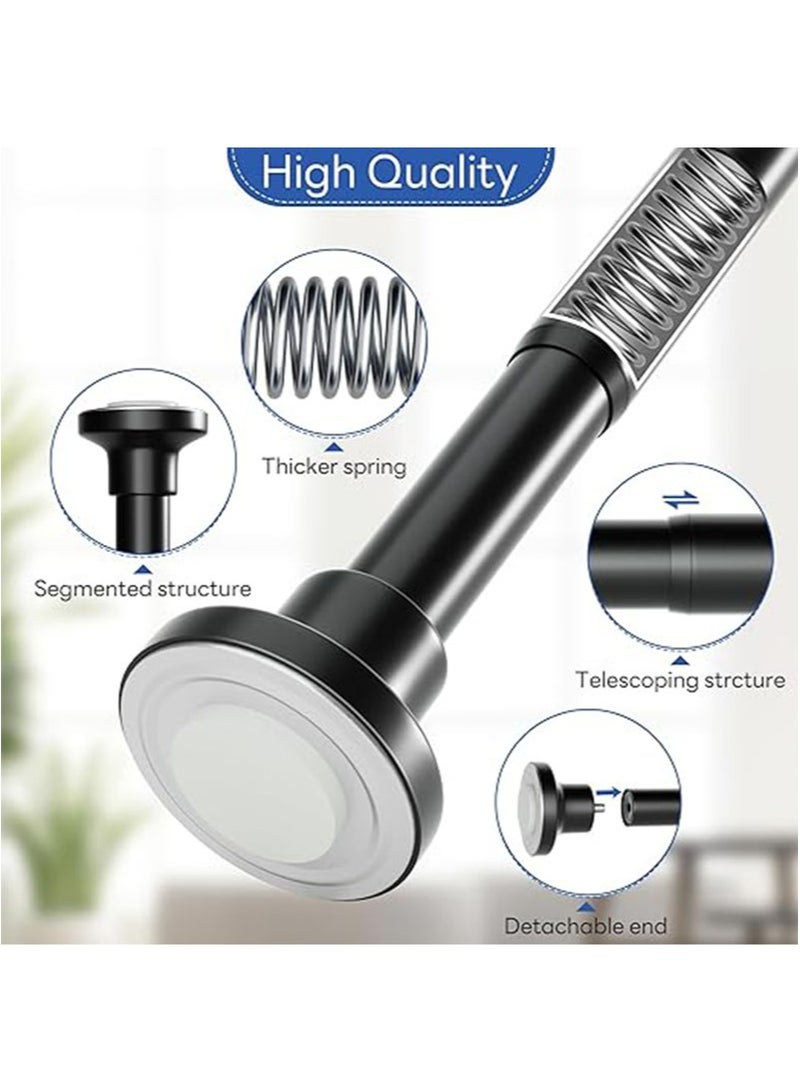 ايكانبو قضيب ستارة دش تلسكوبي قابل للتعديل، قضيب ستارة زنبركي غير قابل للانزلاق قابل للتمديد، لا يتطلب حفرًا، سهل التركيب، مناسب لنوافذ الحمام وخزائن المطبخ (أسود) - Image 5