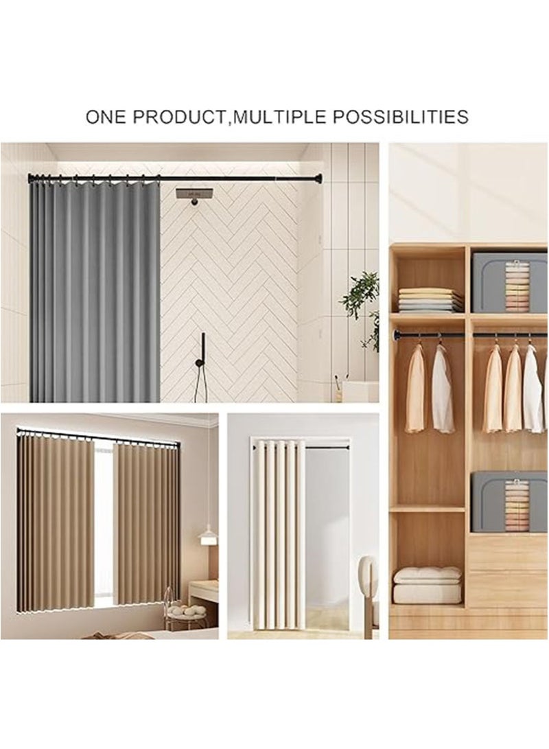 ايكانبو قضيب ستارة دش تلسكوبي قابل للتعديل، قضيب ستارة زنبركي غير قابل للانزلاق قابل للتمديد، لا يتطلب حفرًا، سهل التركيب، مناسب لنوافذ الحمام وخزائن المطبخ (أسود) - Image 4